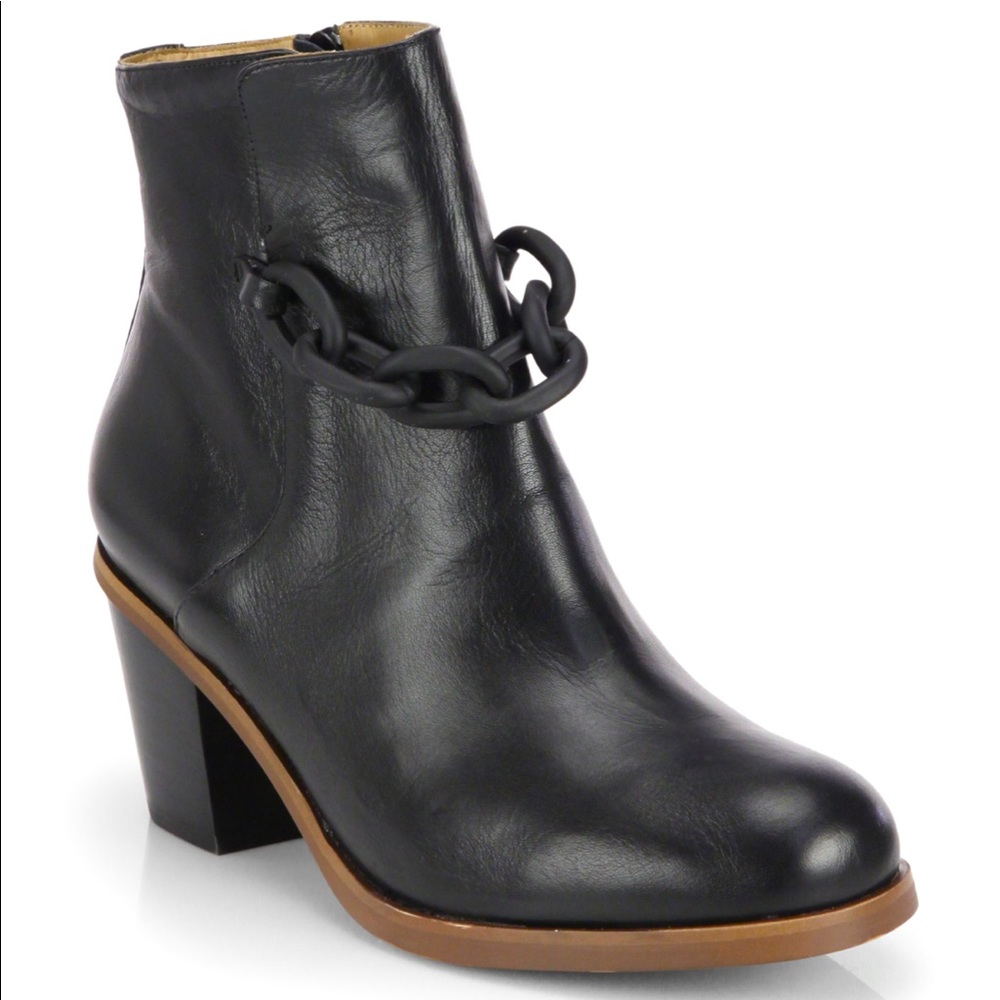 MM6 Black Chain leather ankle boots